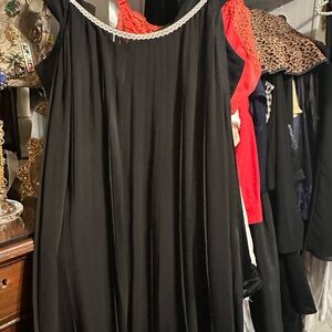 Elegant Black Dress with Silver Trim